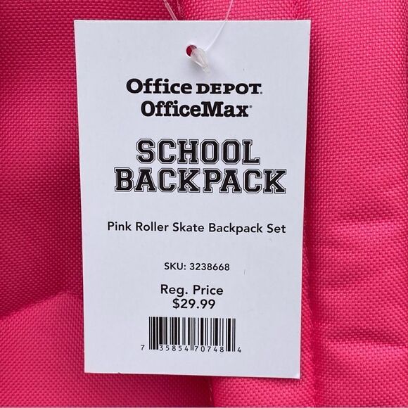 New NWT Office Depot Girls Pink Roller Skate School Backpack & Lunch Box Set - Picture 10 of 11